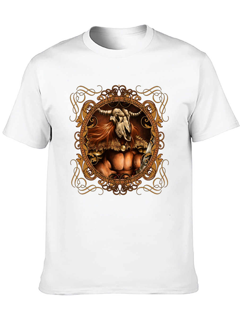 Skull Viking Warrior Graphic Tee - Black