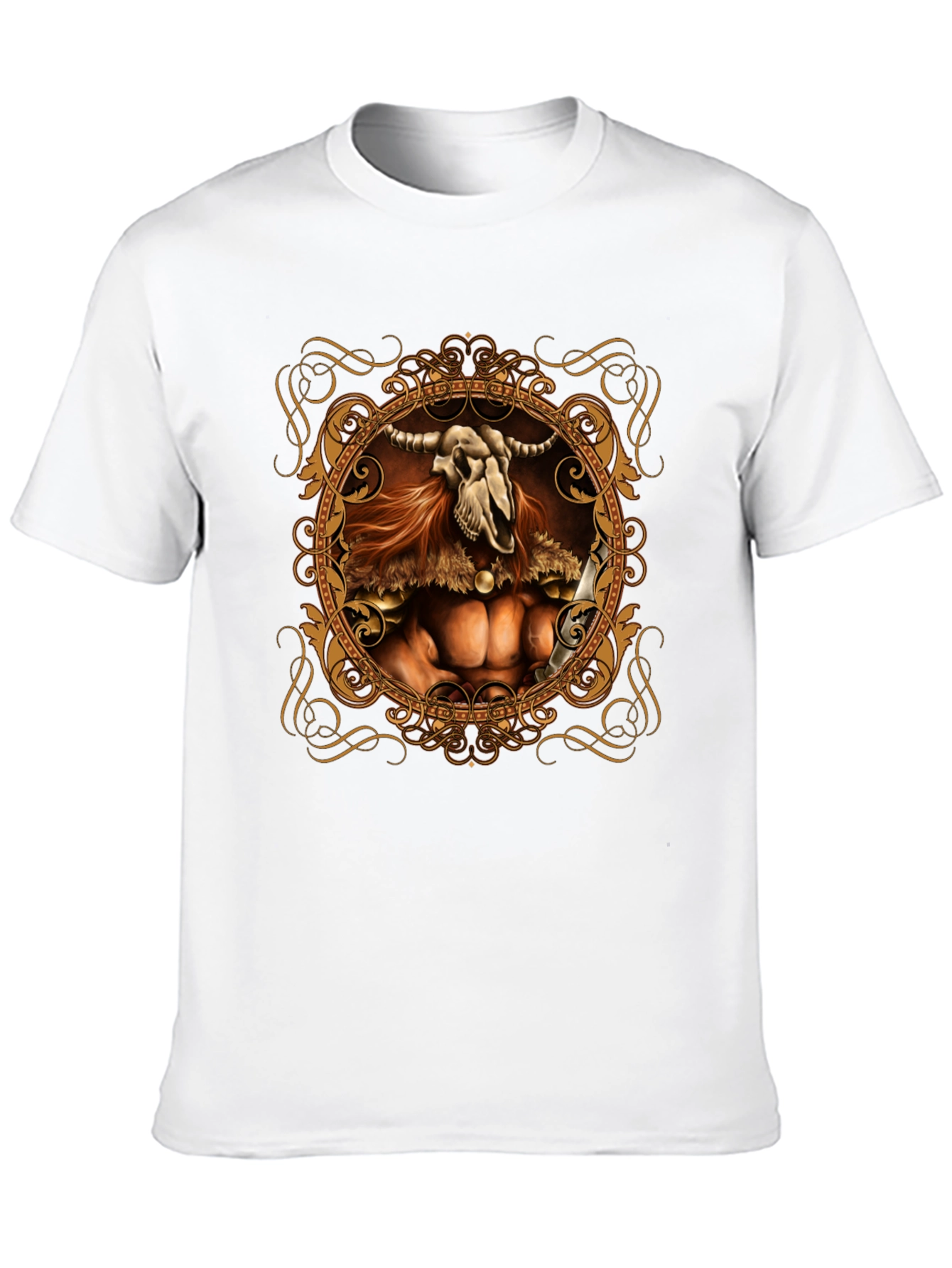 Skull Viking Warrior Graphic Tee - Black