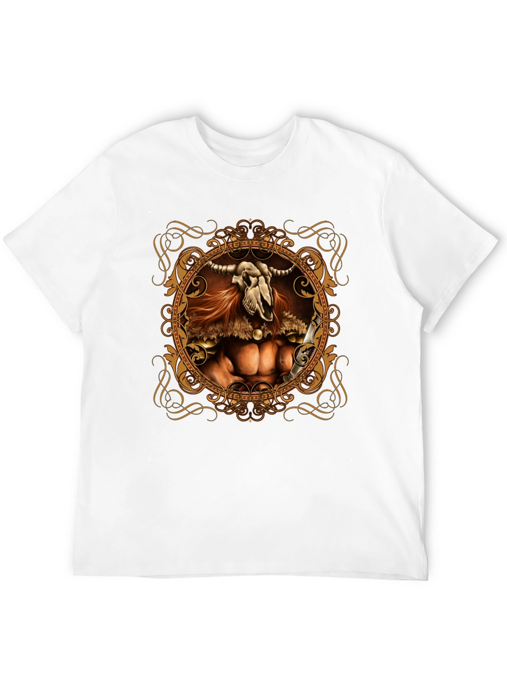 Skull Viking Warrior Graphic Tee - Black