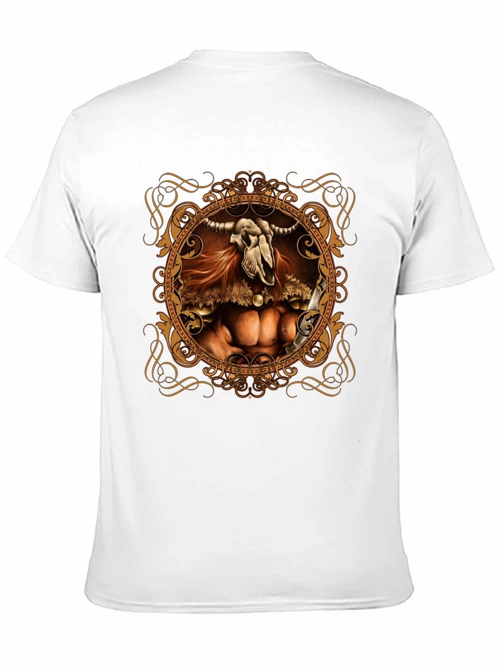 Skull Viking Warrior Graphic Tee - Black