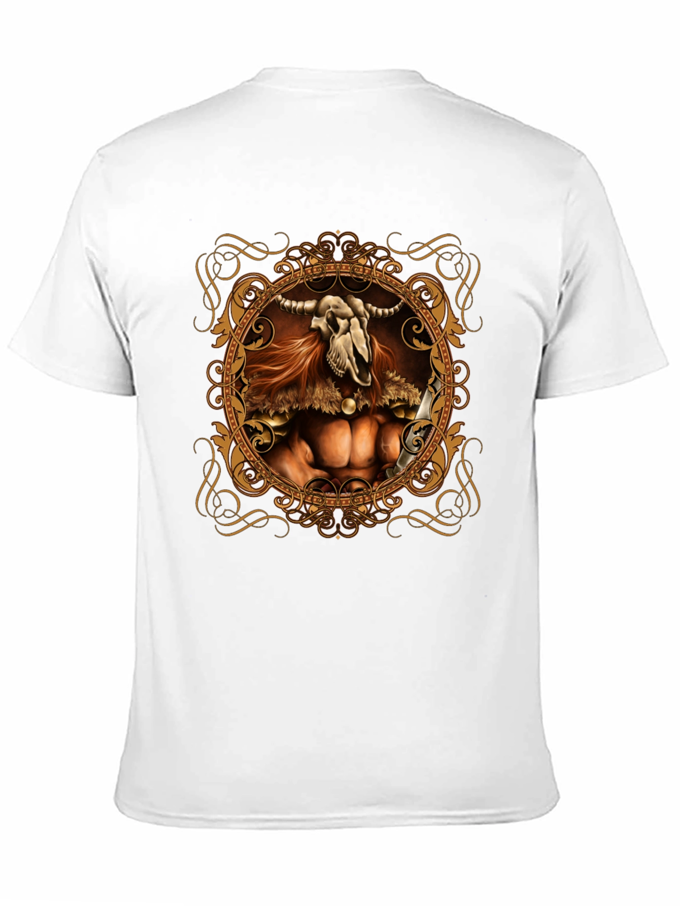 Skull Viking Warrior Graphic Tee - Black