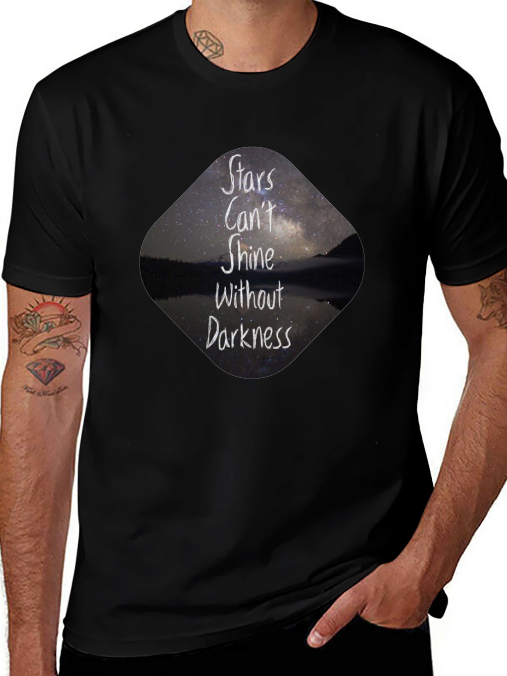 Stars Cant Shine Black T-Shirt - Inspirational Graphic Tee