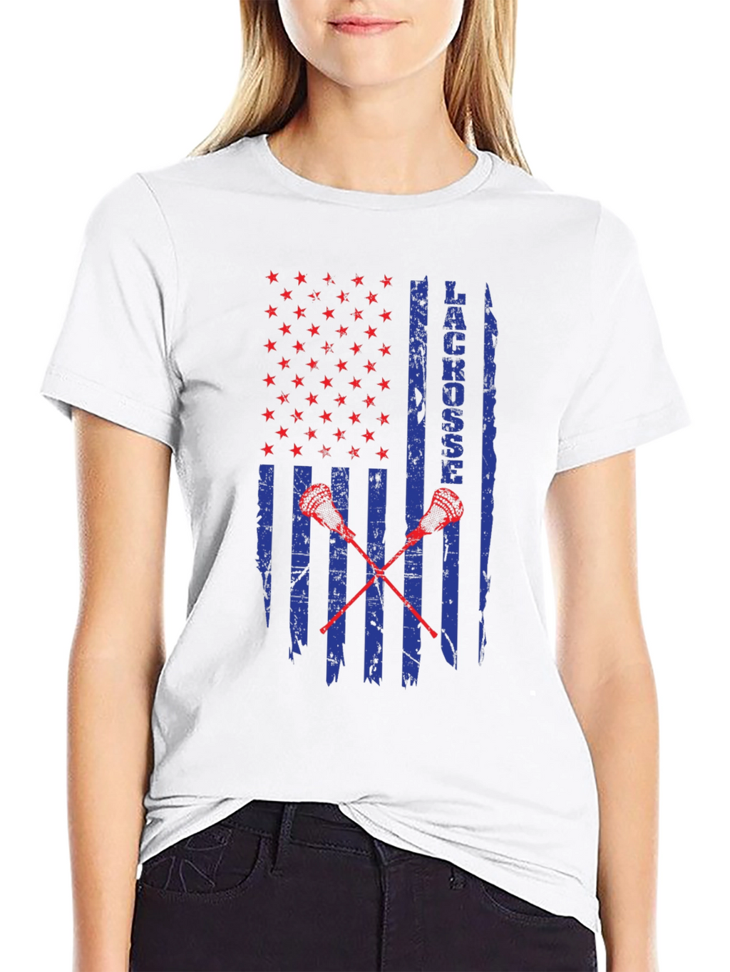 Lacrosse USA Flag Graphic T-Shirt