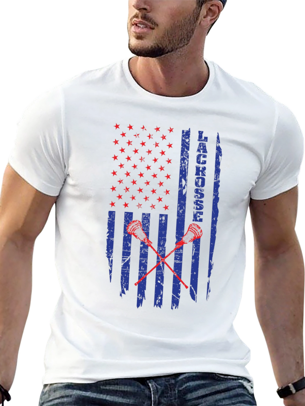 Lacrosse USA Flag Graphic T-Shirt