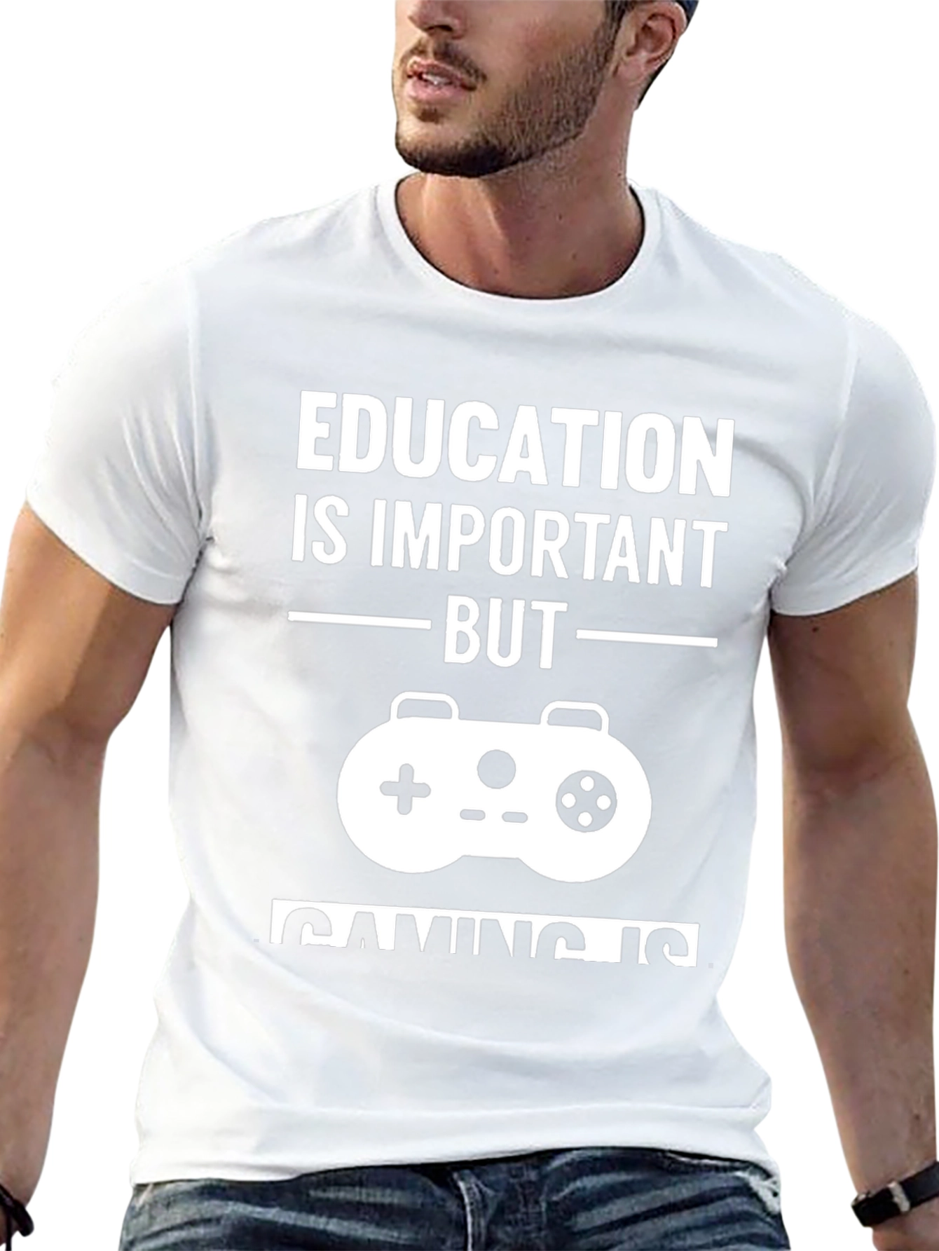 Education vs. Gaming T-Shirt - Black Graphic Tee