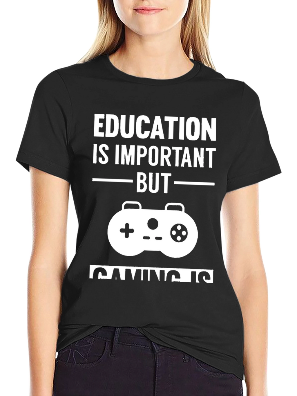 Education vs. Gaming T-Shirt - Black Graphic Tee