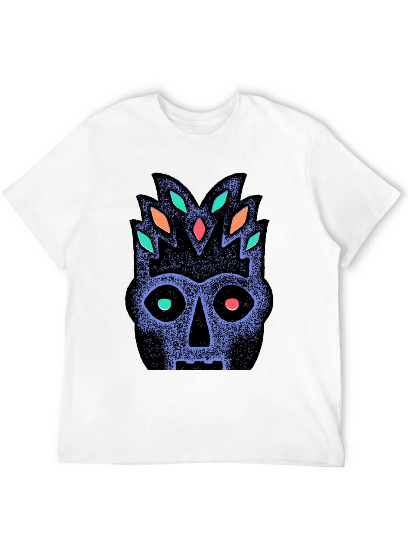 Tribal Mask Graphic Tee - Black Cotton Comfort