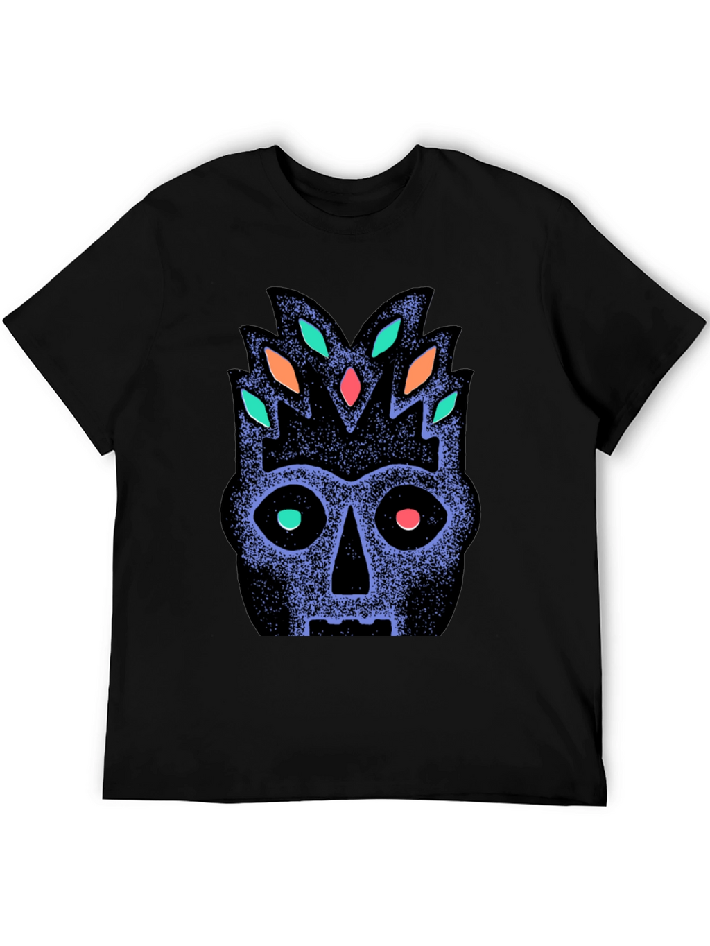 Tribal Mask Graphic Tee - Black Cotton Comfort