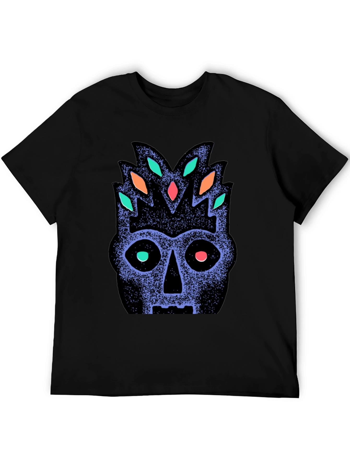 Tribal Mask Graphic Tee - Black Cotton Comfort
