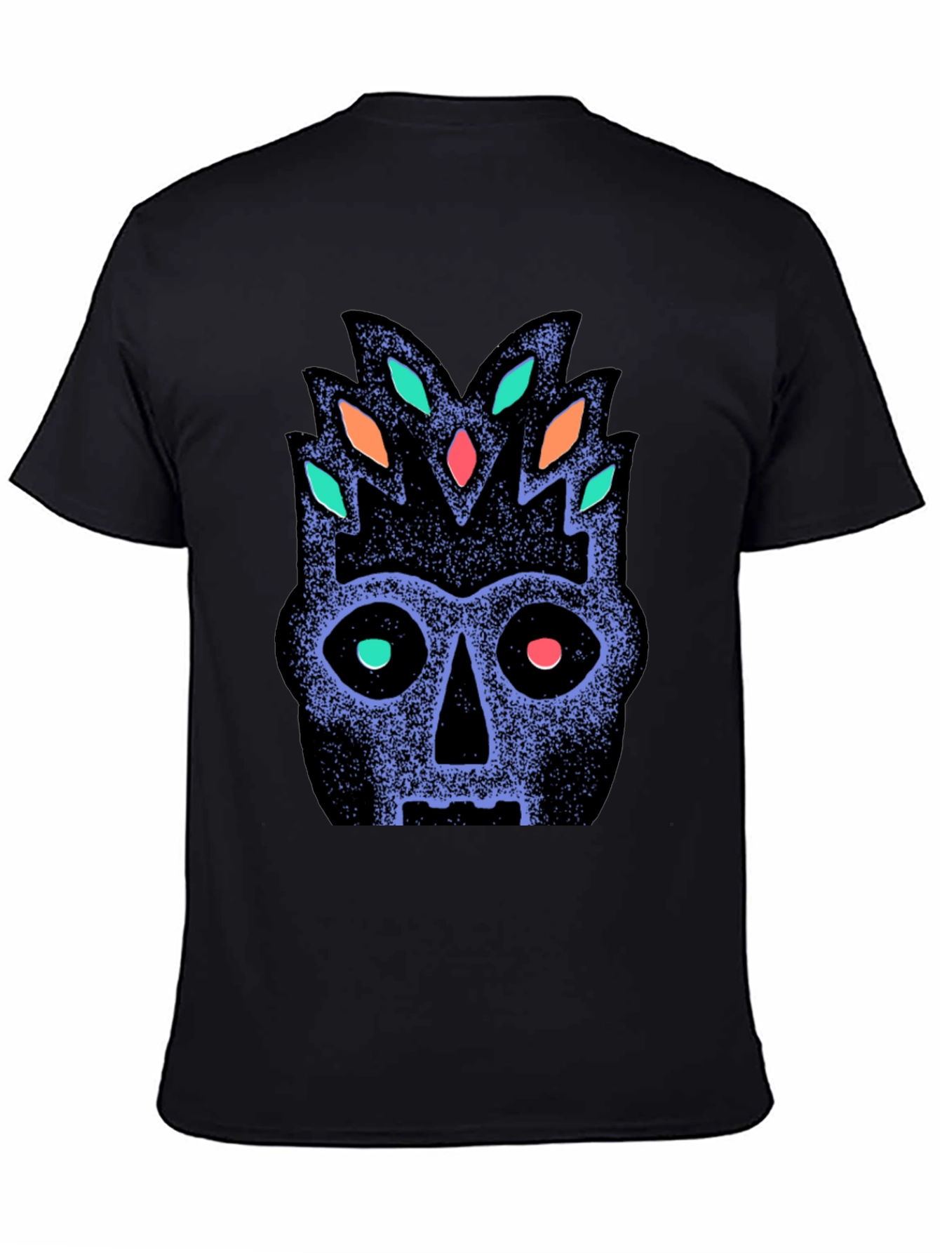 Tribal Mask Graphic Tee - Black Cotton Comfort