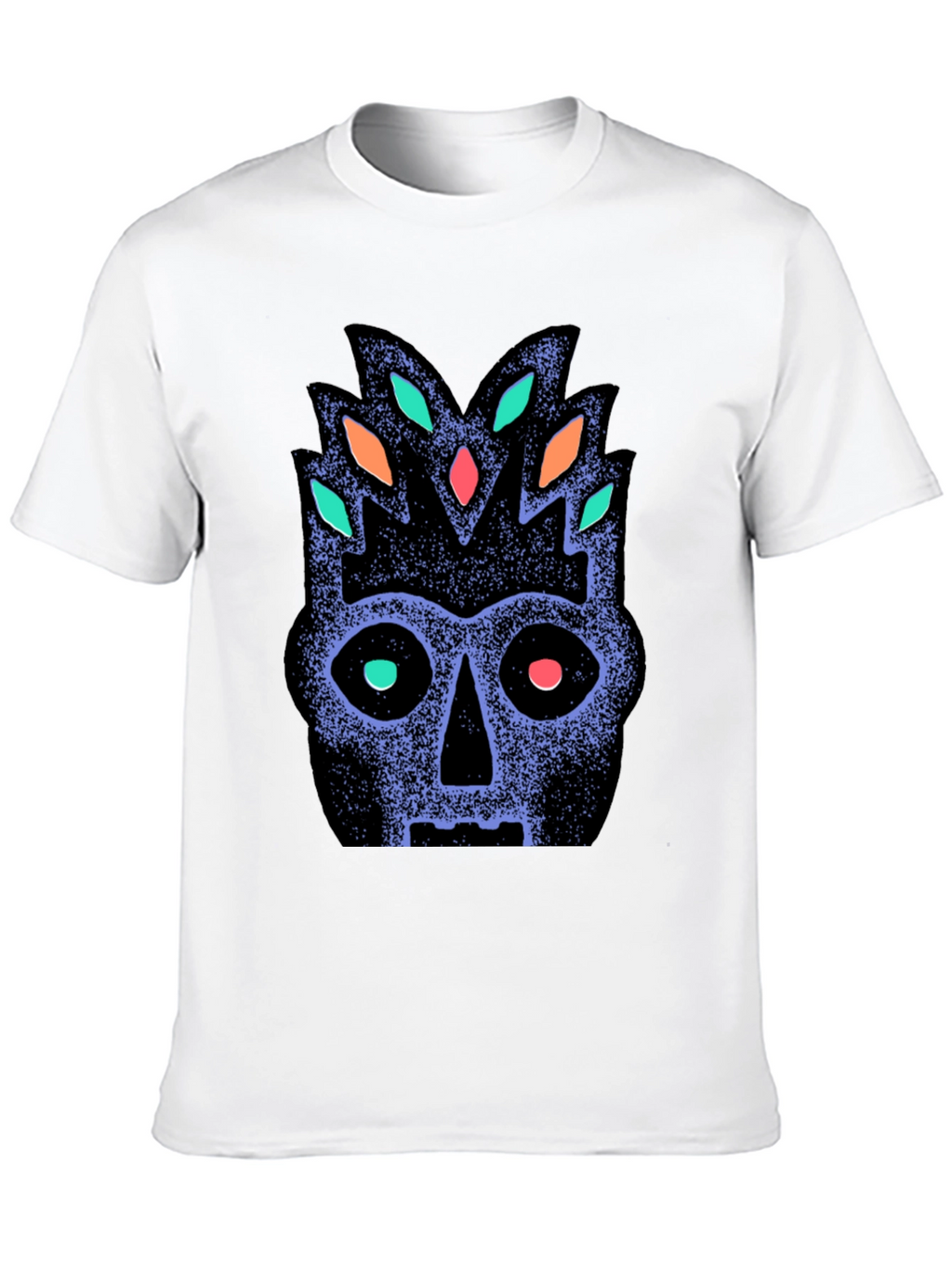 Tribal Mask Graphic Tee - Black Cotton Comfort