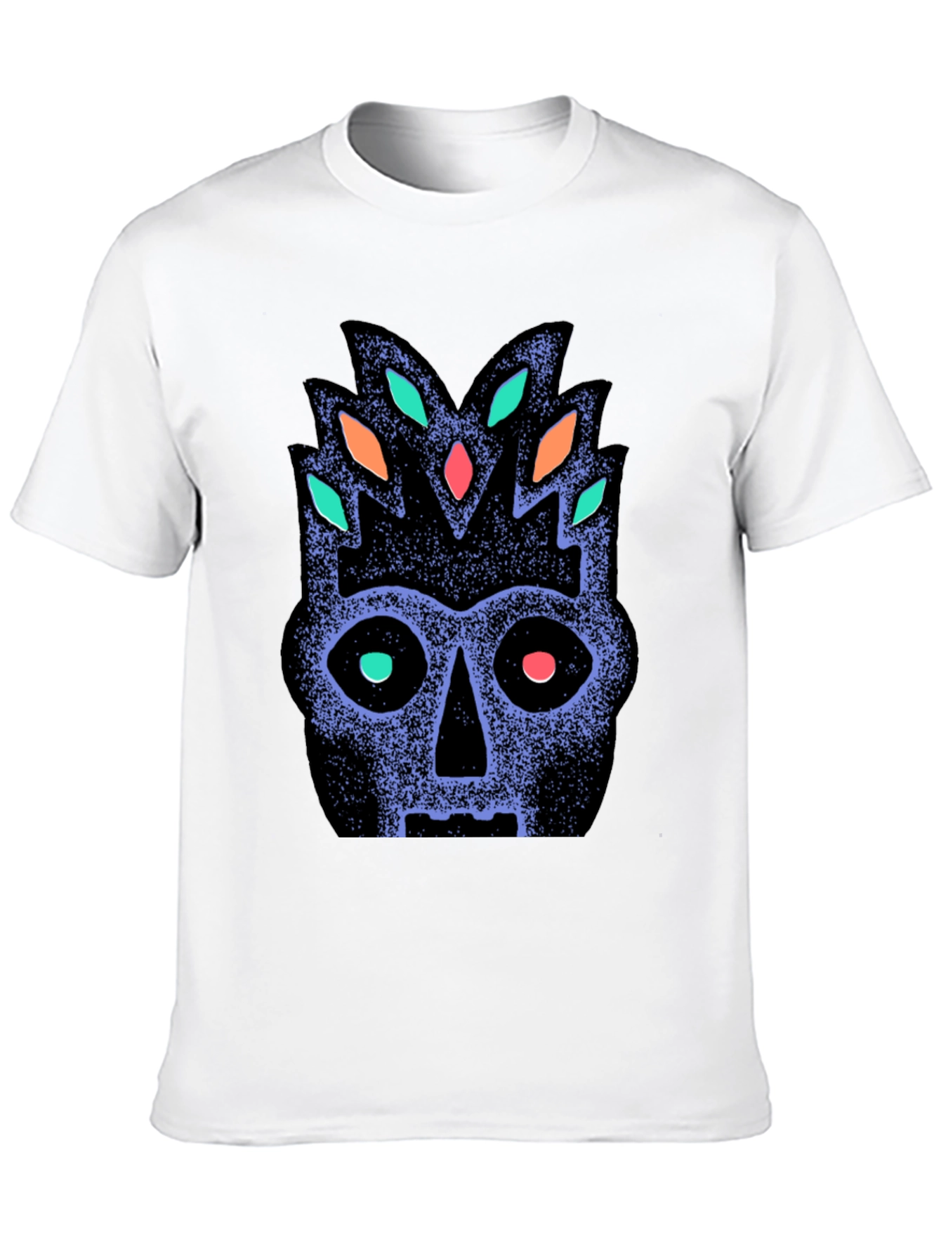 Tribal Mask Graphic Tee - Black Cotton Comfort