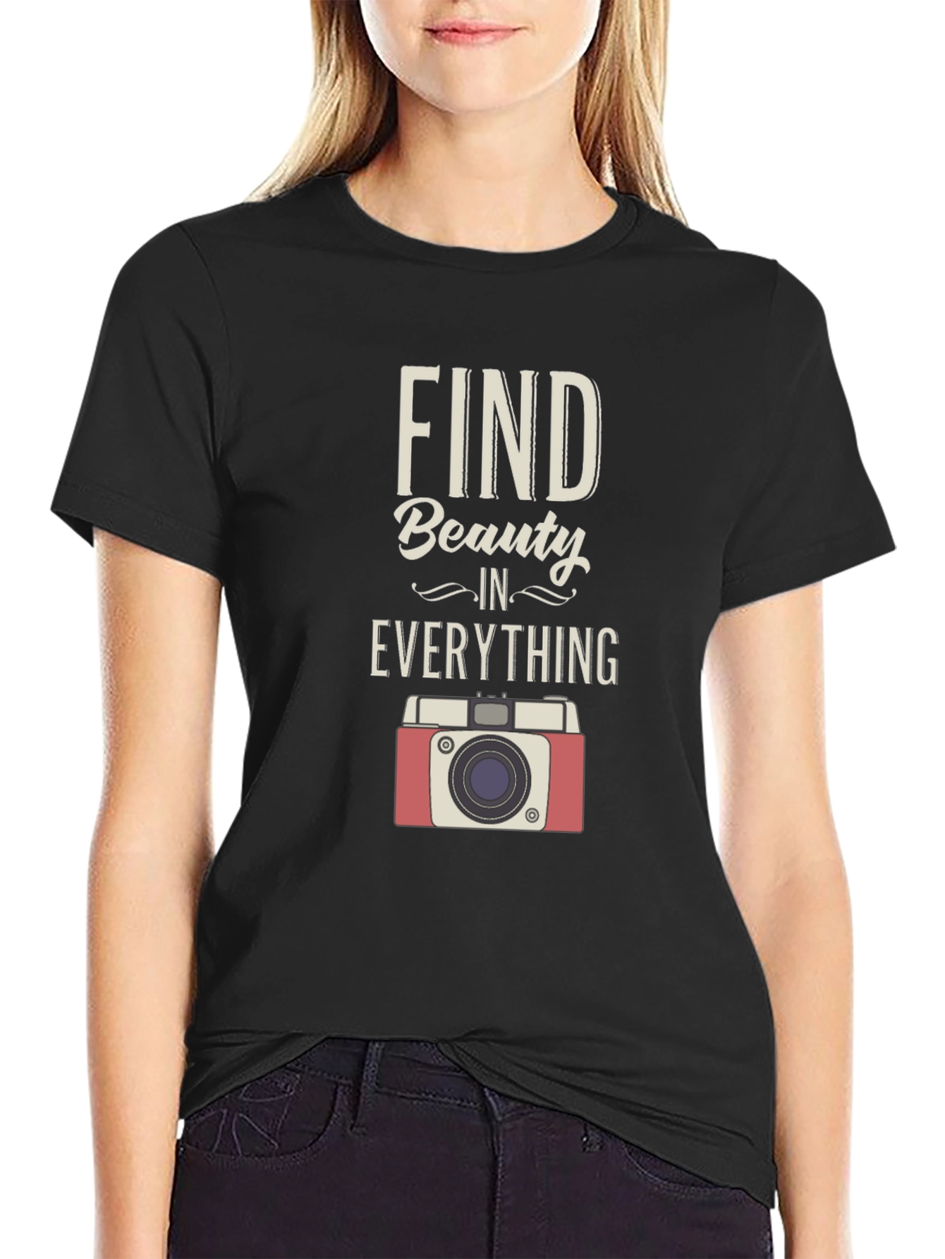 Find Beauty T-Shirt Camera Graphic Tee Positive Message Shirt