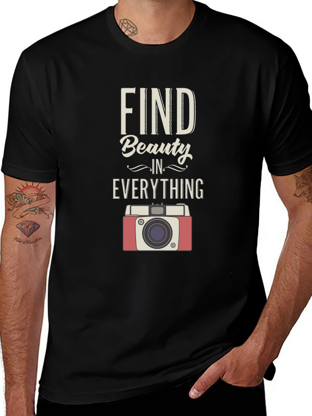 Find Beauty T-Shirt Camera Graphic Tee Positive Message Shirt