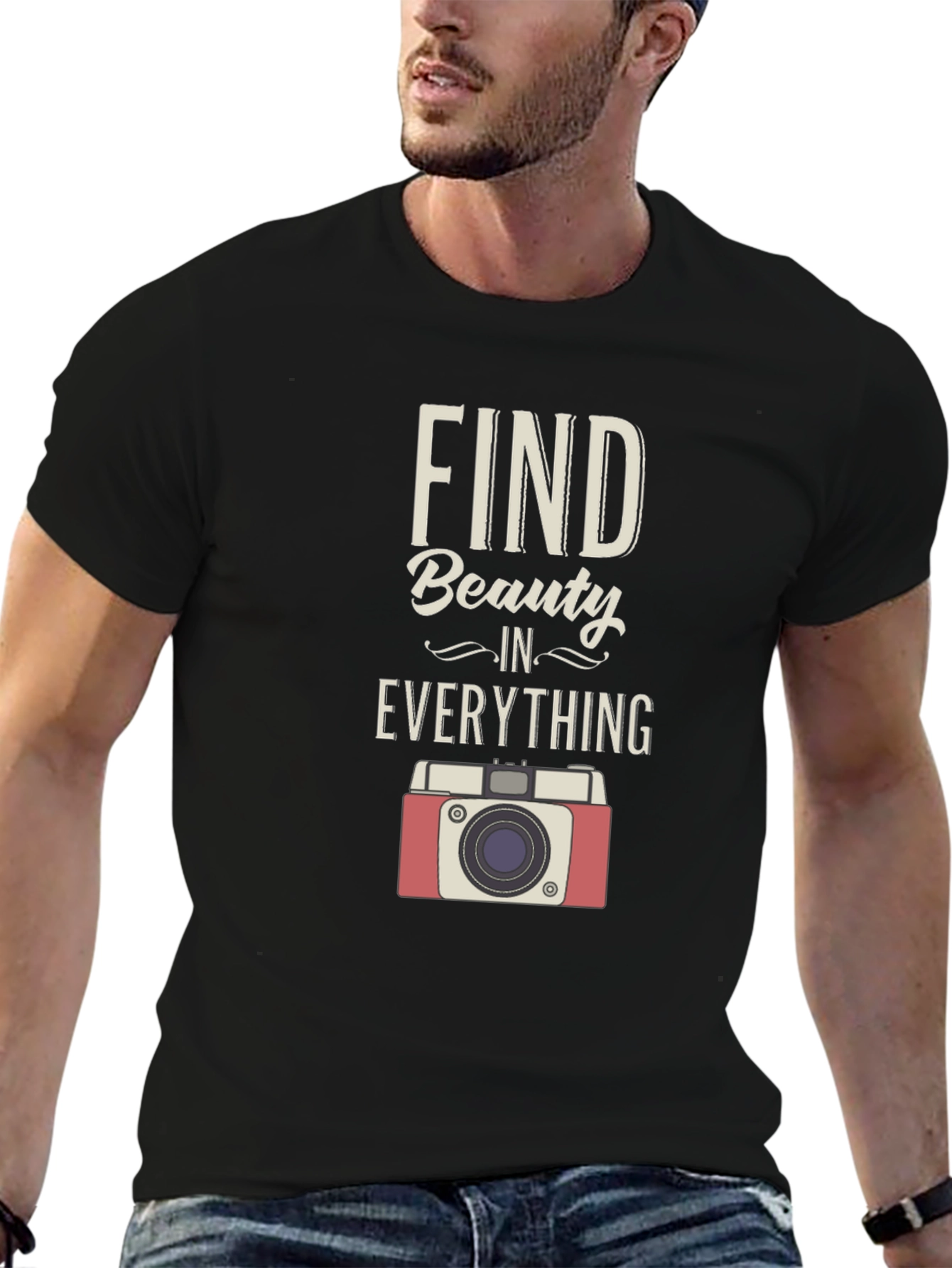 Find Beauty T-Shirt Camera Graphic Tee Positive Message Shirt