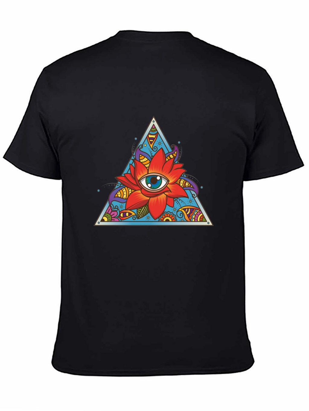 Eye Flower Triangle Graphic Tee - Black