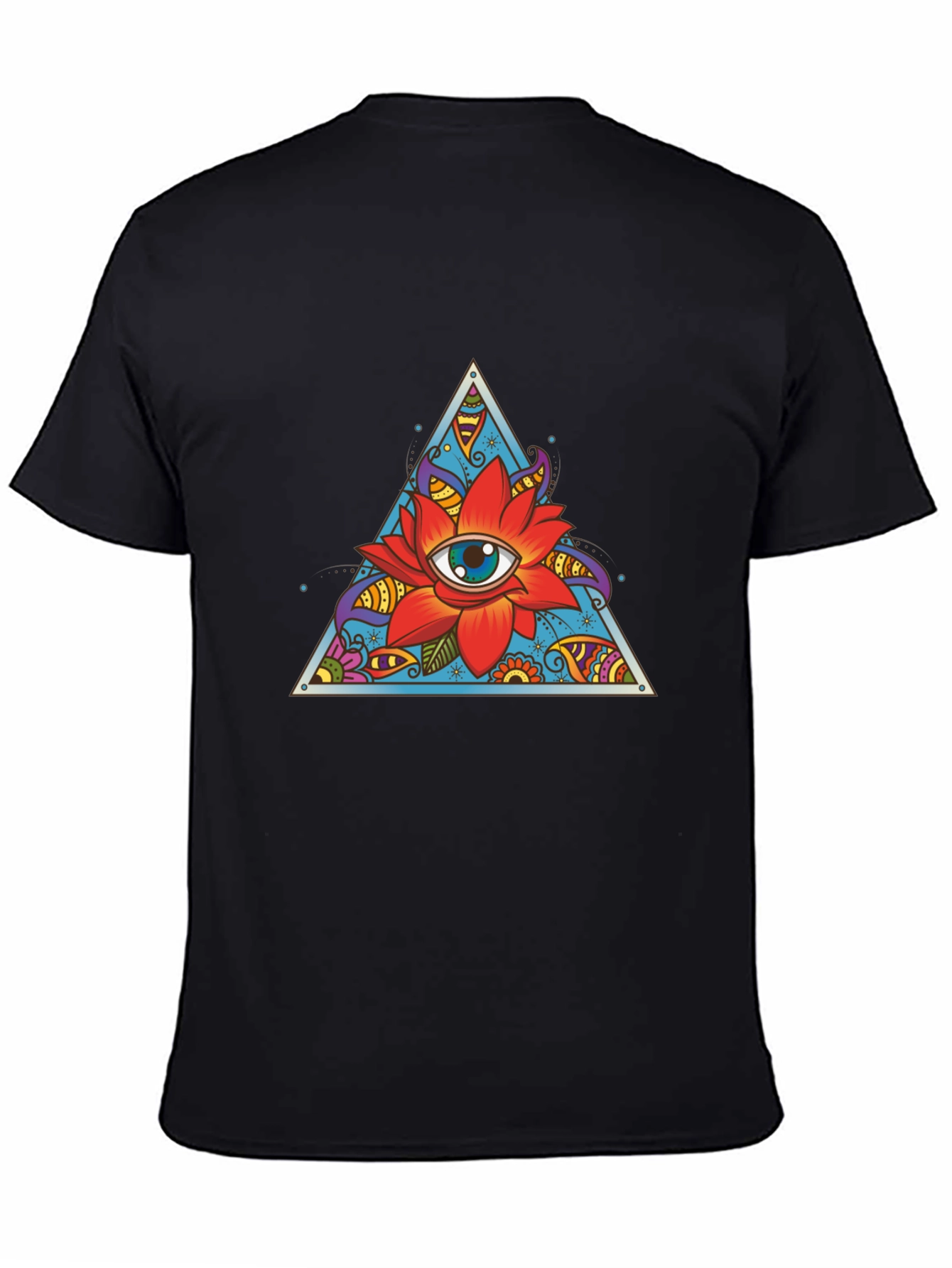 Eye Flower Triangle Graphic Tee - Black