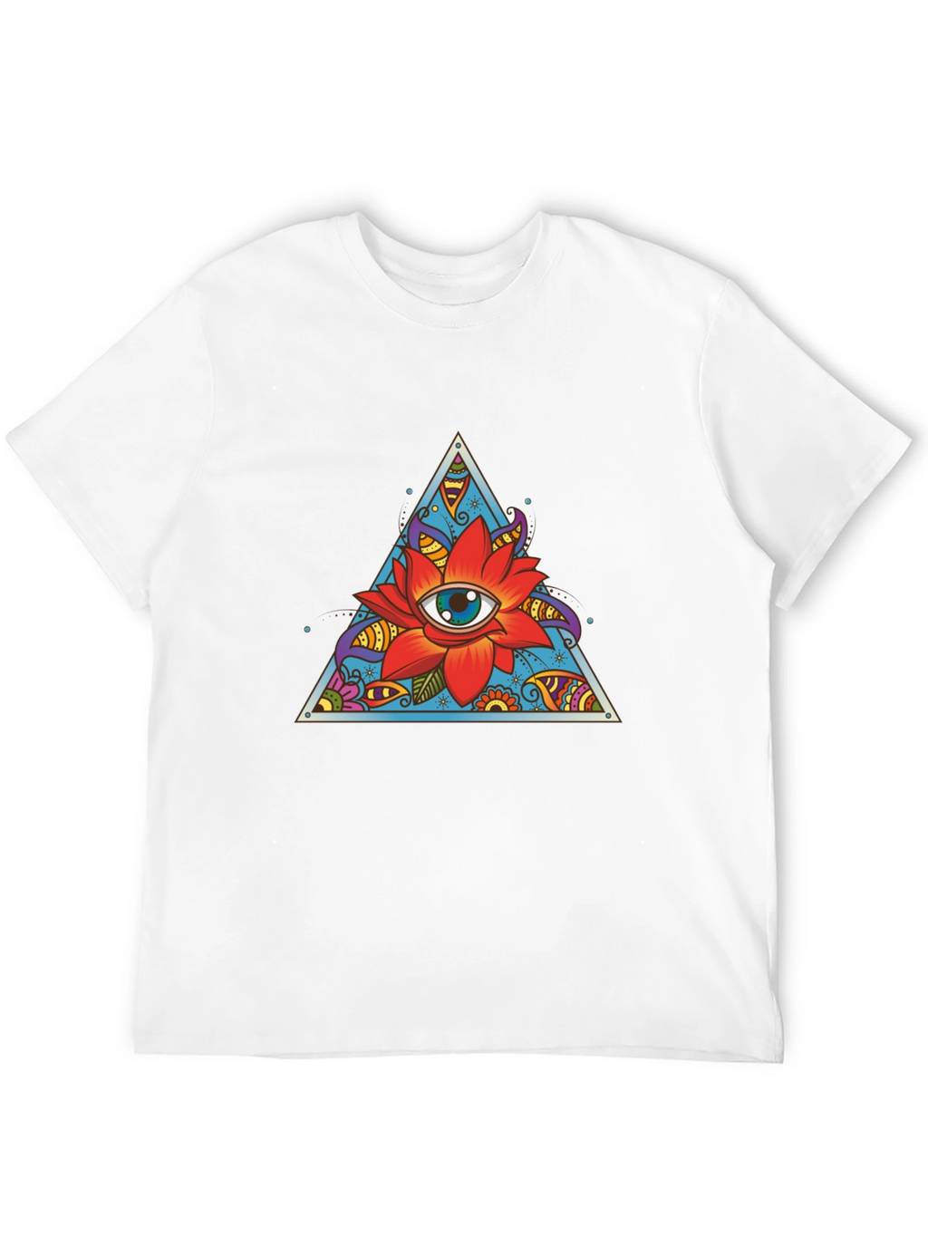Eye Flower Triangle Graphic Tee - Black