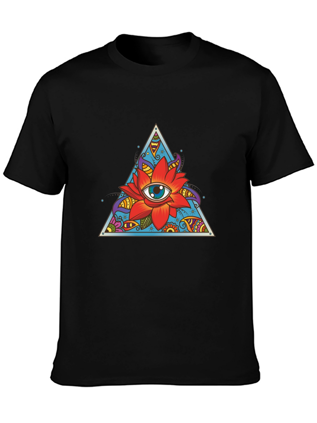 Eye Flower Triangle Graphic Tee - Black
