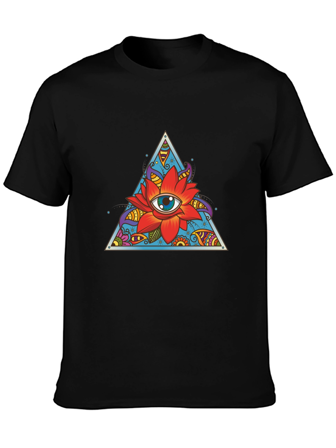 Eye Flower Triangle Graphic Tee - Black