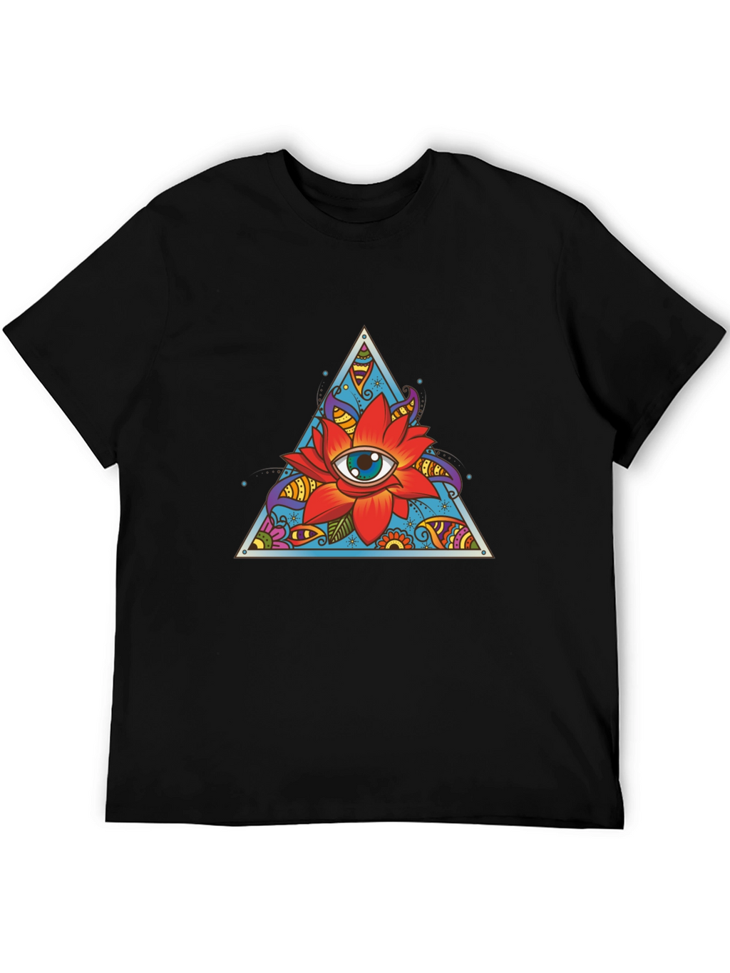 Eye Flower Triangle Graphic Tee - Black