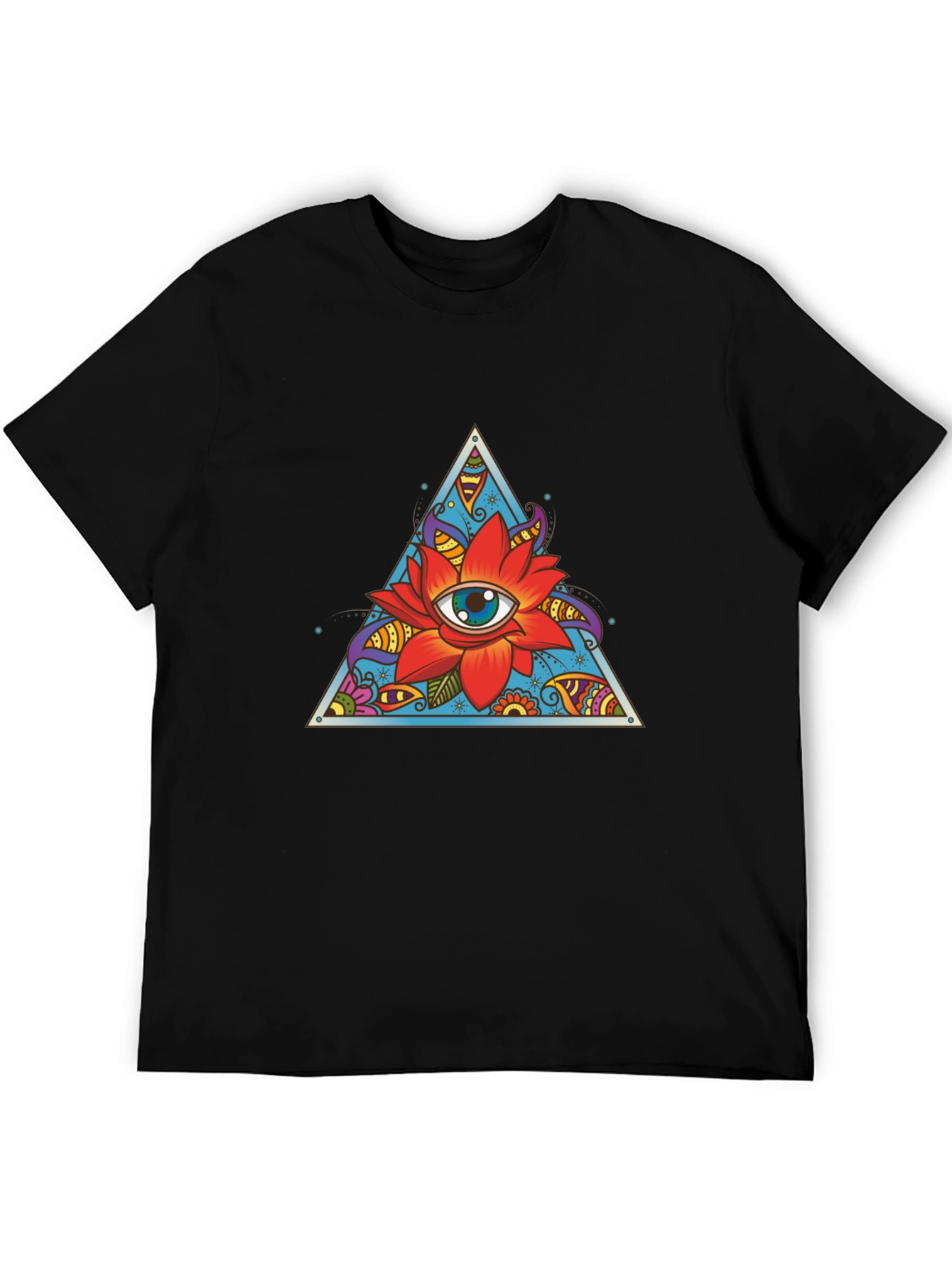 Eye Flower Triangle Graphic Tee - Black