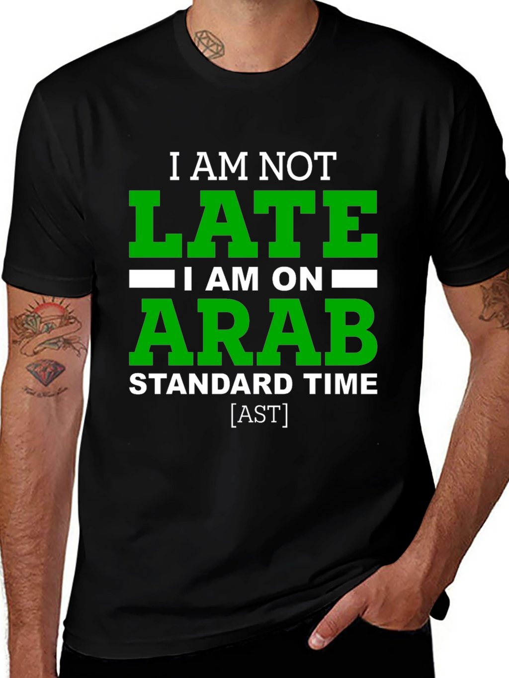 Funny Arab Standard Time Graphic Tee - Black