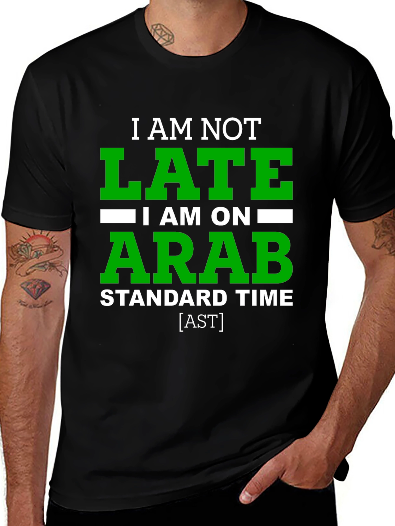 Funny Arab Standard Time Graphic Tee - Black