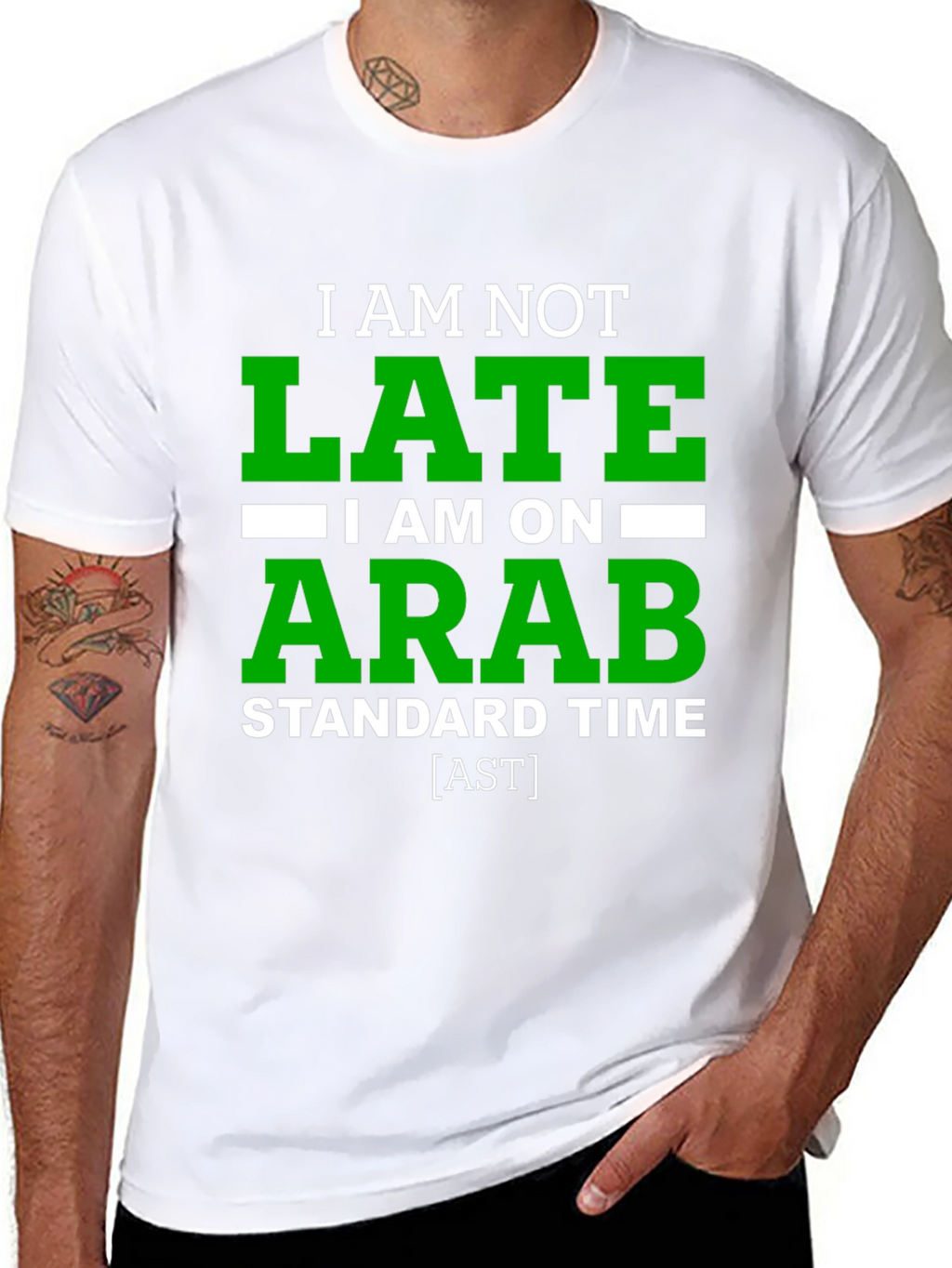 Funny Arab Standard Time Graphic Tee - Black