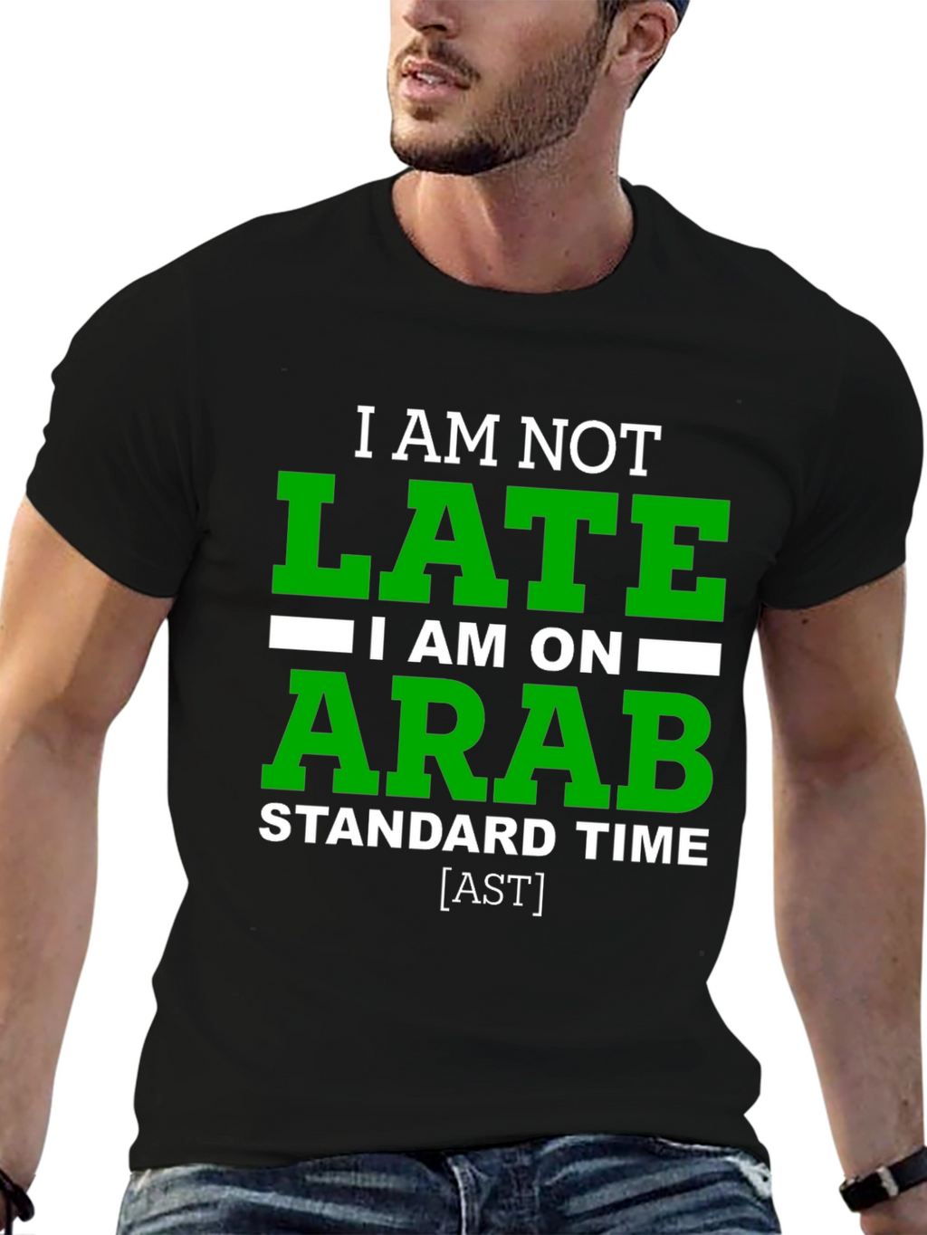 Funny Arab Standard Time Graphic Tee - Black