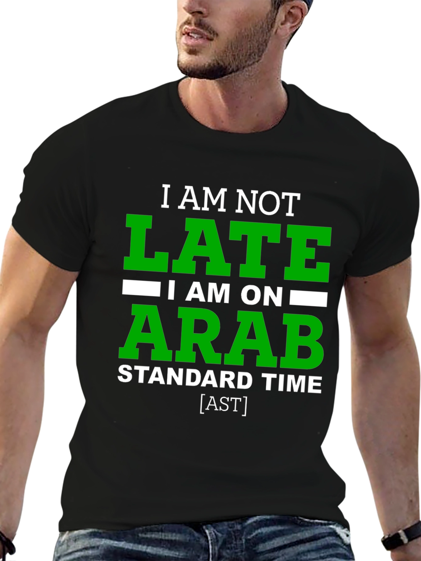 Funny Arab Standard Time Graphic Tee - Black