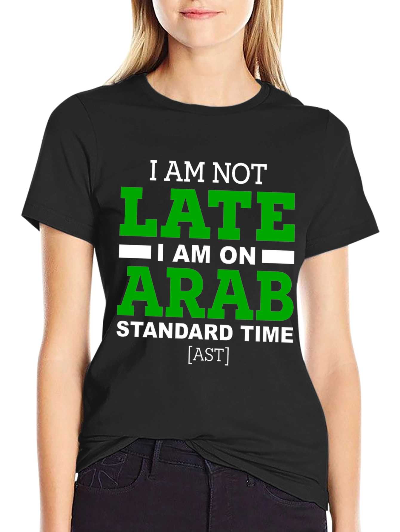 Funny Arab Standard Time Graphic Tee - Black