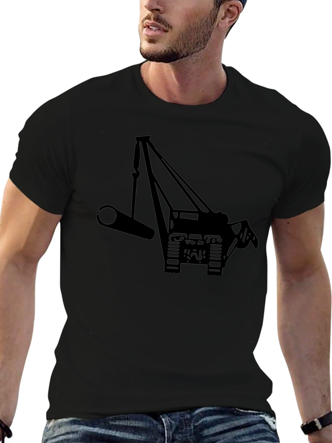 Crane Silhouette Graphic Tee - Black Cotton Blend