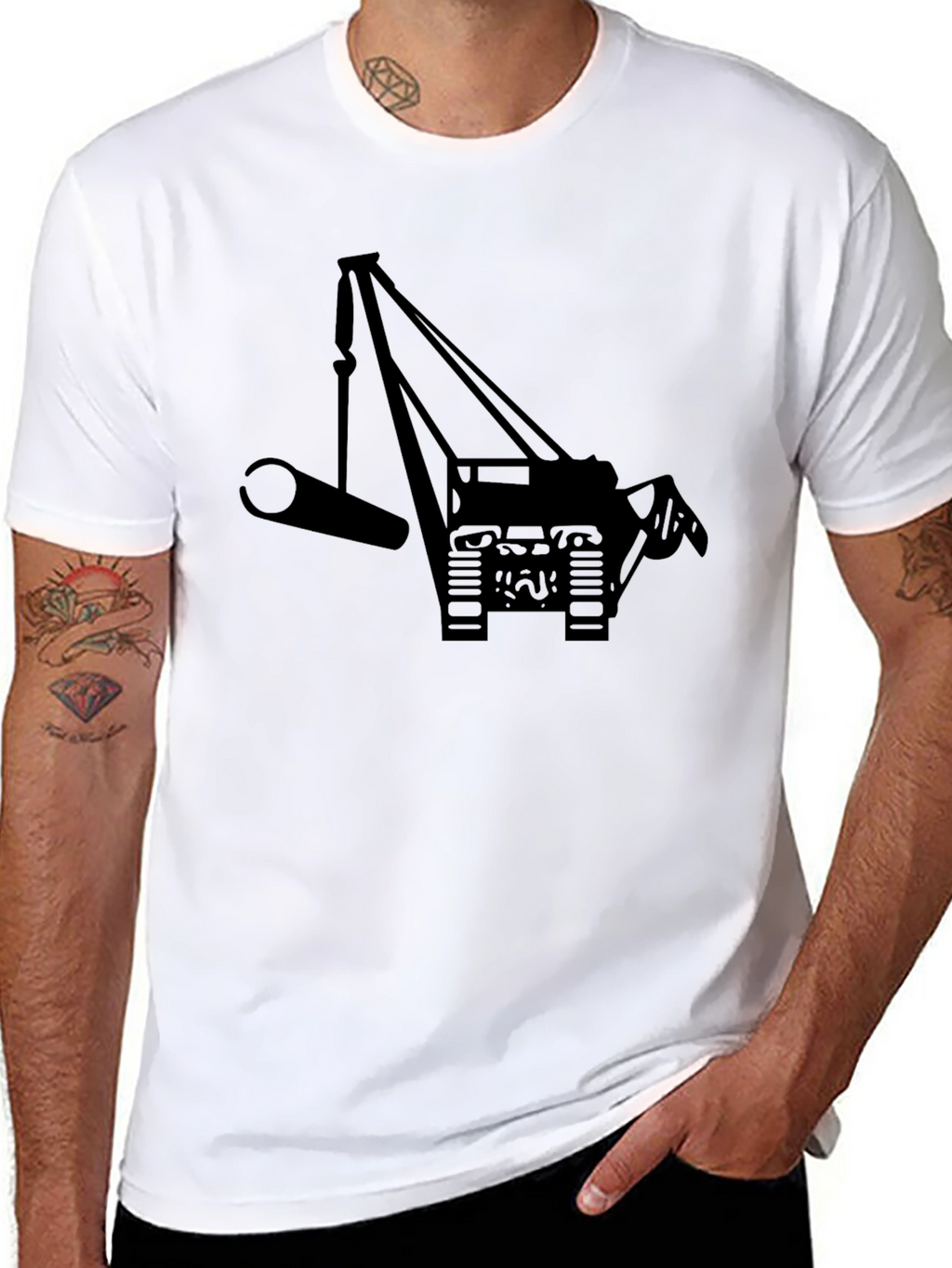 Crane Silhouette Graphic Tee - Black Cotton Blend