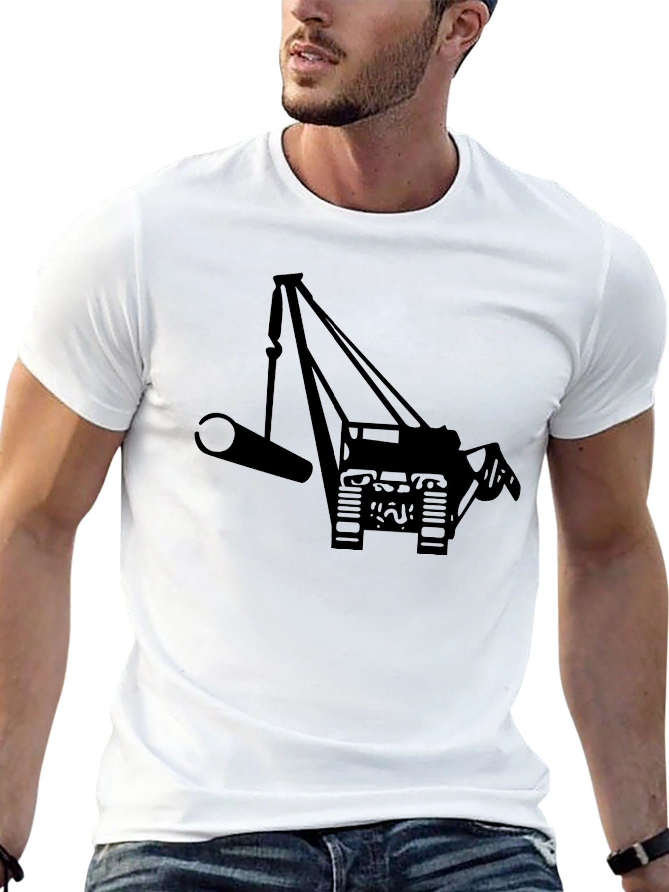 Crane Silhouette Graphic Tee - Black Cotton Blend