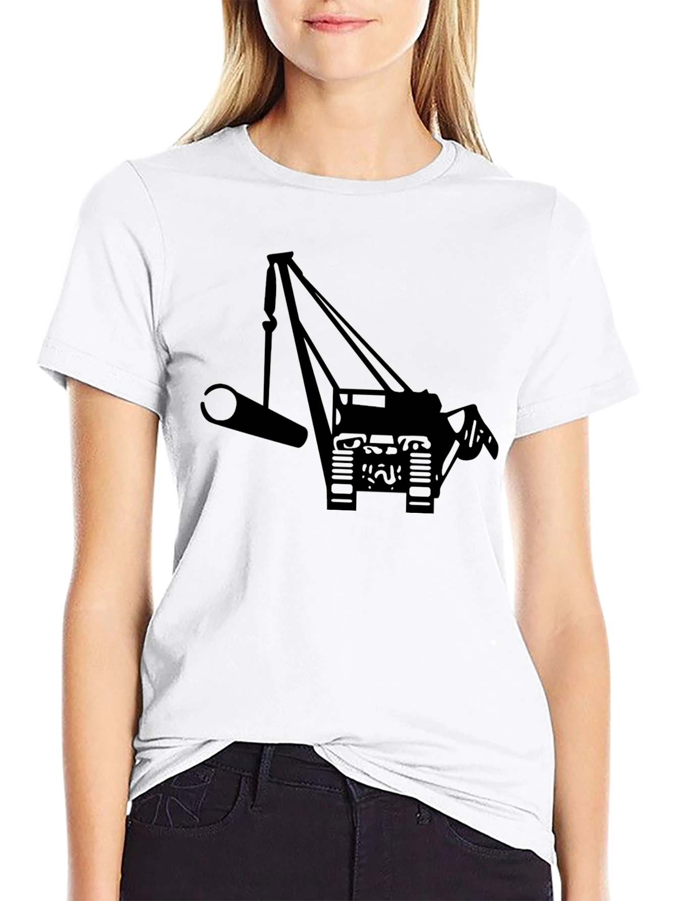 Crane Silhouette Graphic Tee - Black Cotton Blend