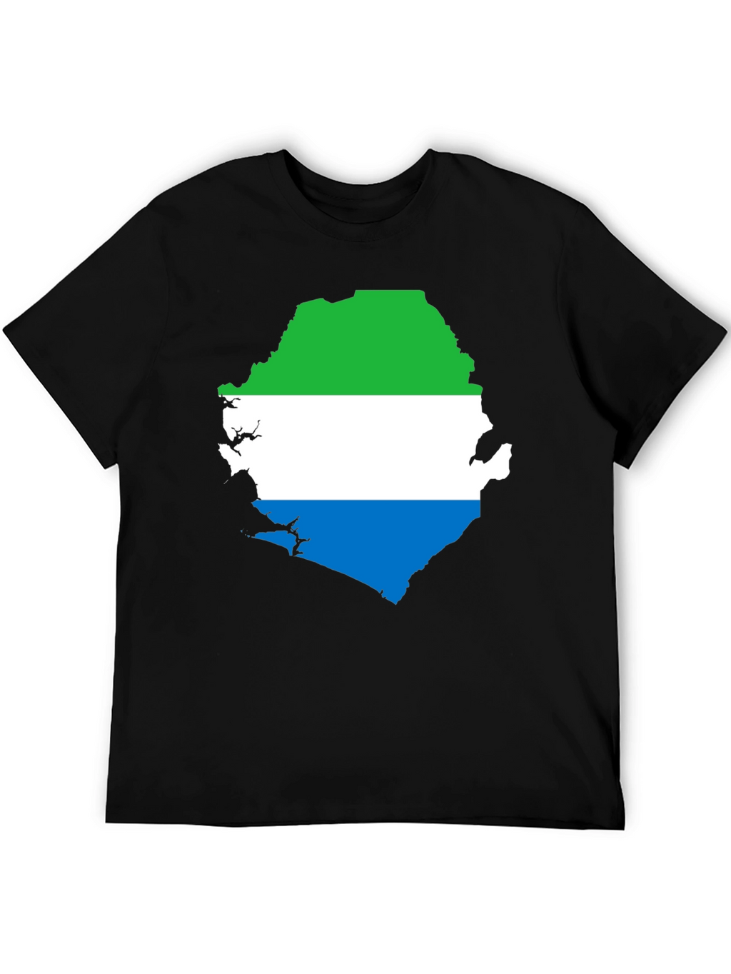 Sierra Leone Flag Map T-Shirt - Black Graphic Tee
