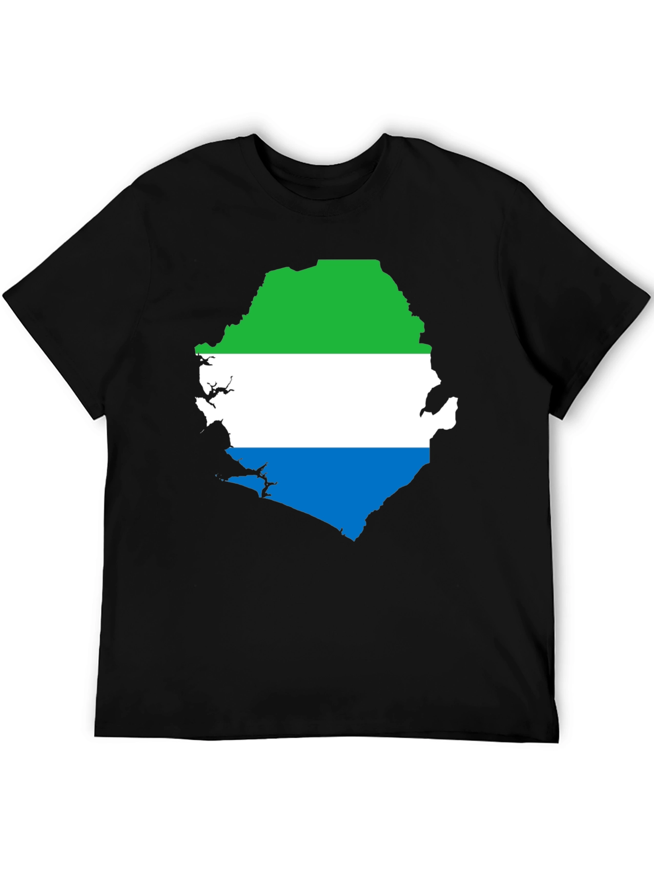 Sierra Leone Flag Map T-Shirt - Black Graphic Tee