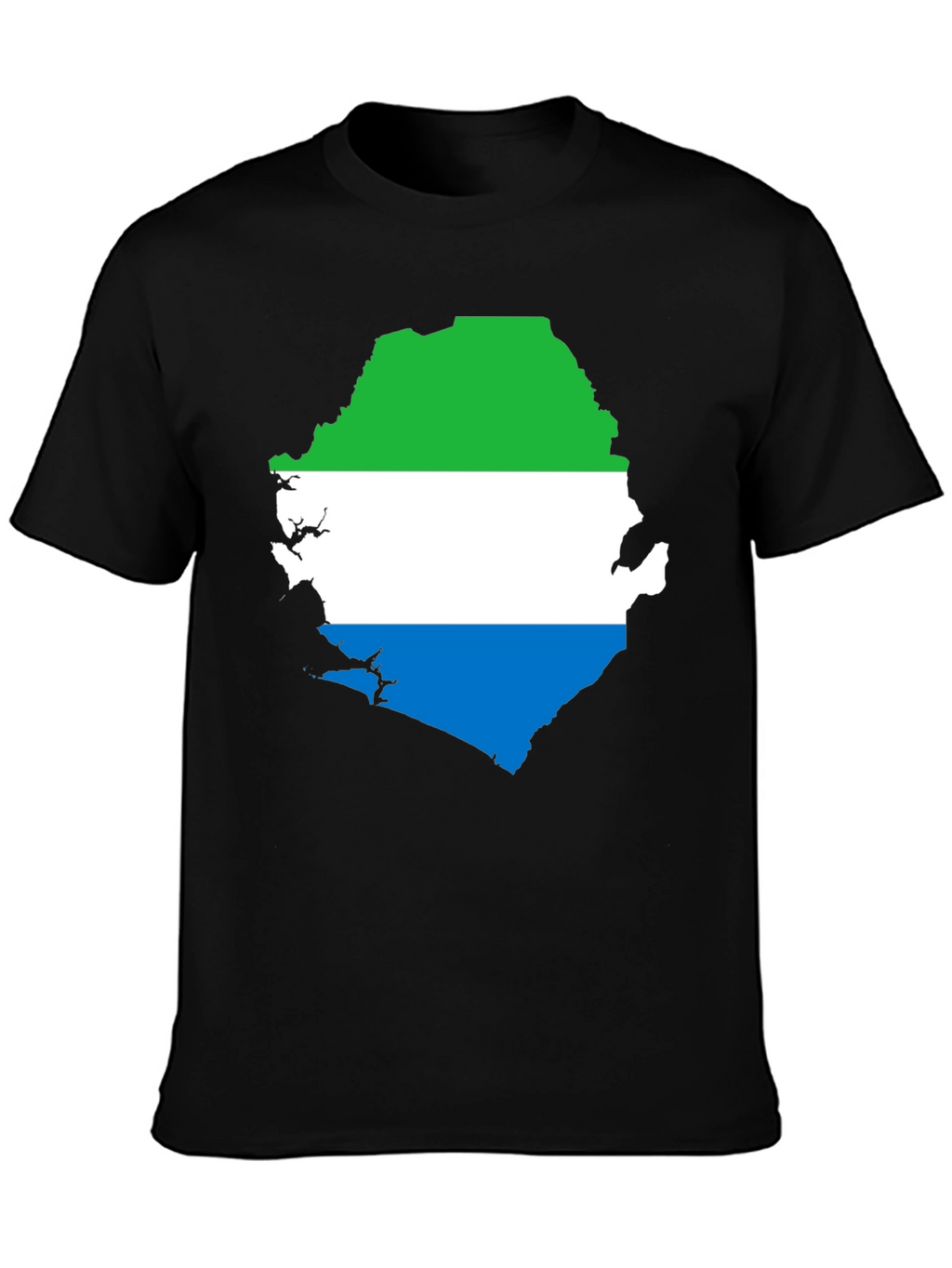 Sierra Leone Flag Map T-Shirt - Black Graphic Tee