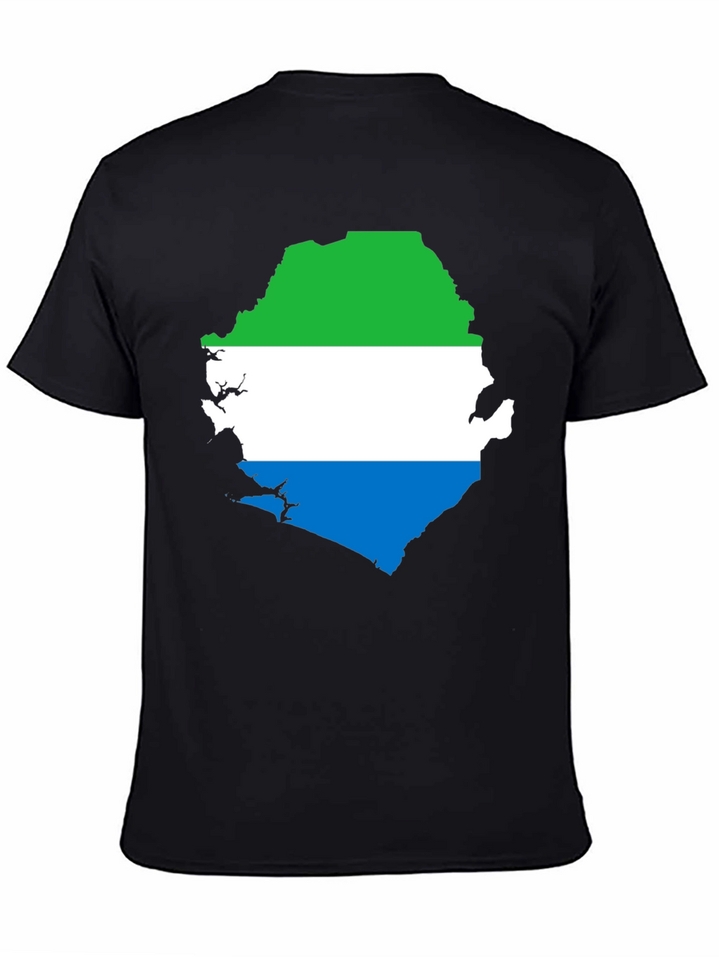 Sierra Leone Flag Map T-Shirt - Black Graphic Tee