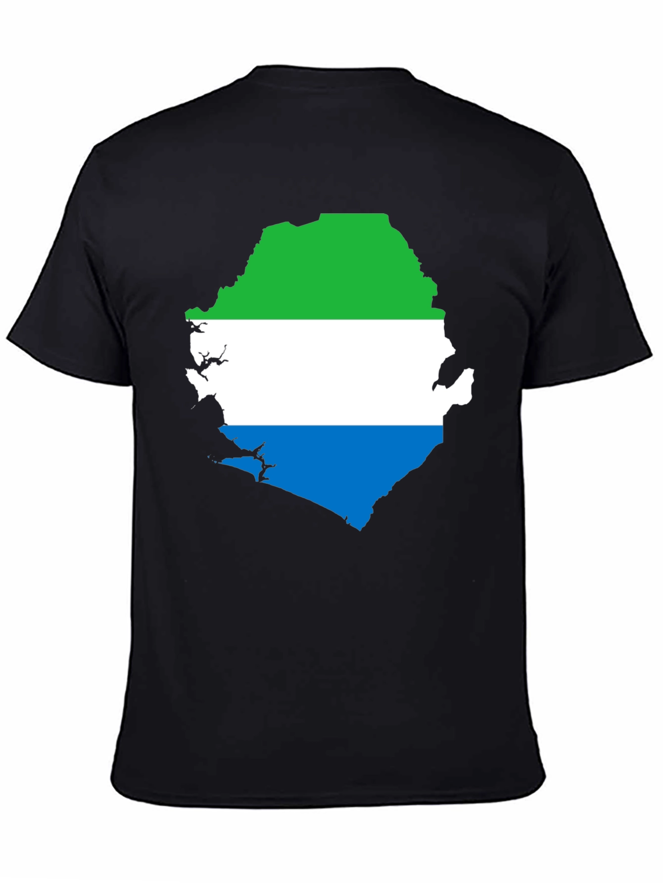 Sierra Leone Flag Map T-Shirt - Black Graphic Tee