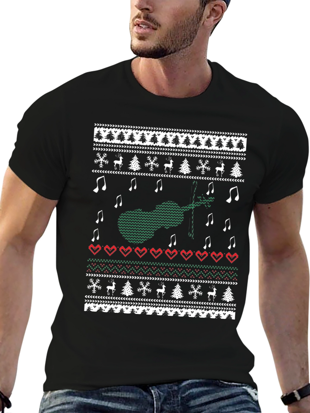 Musical Instrument Christmas Pattern T-Shirt