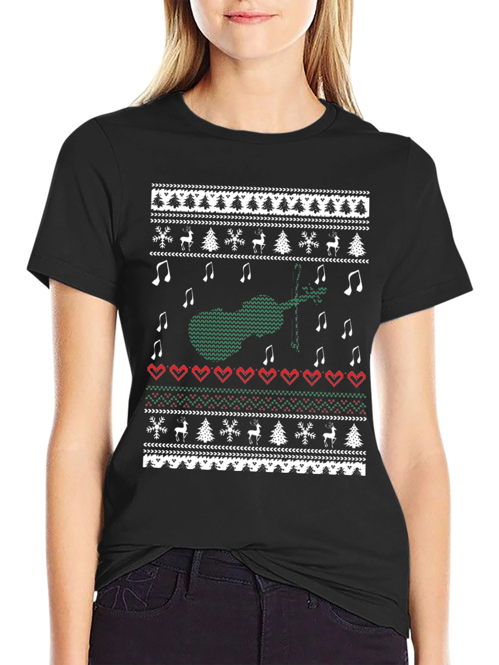 Musical Instrument Christmas Pattern T-Shirt