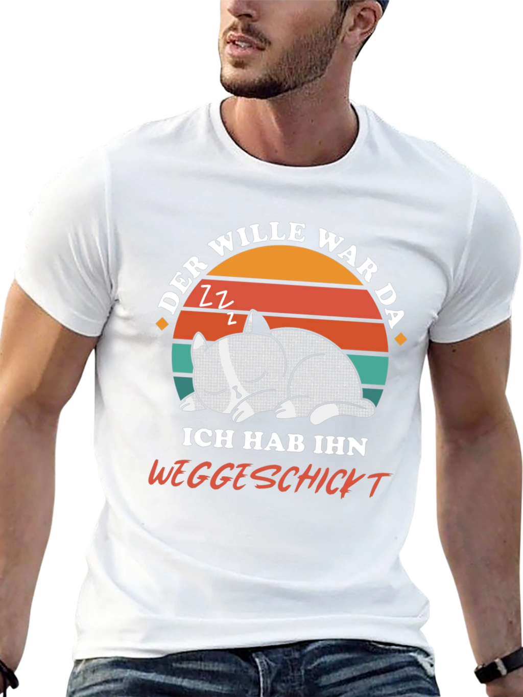 Funny Cat Nap T-Shirt - Der Wille War Da