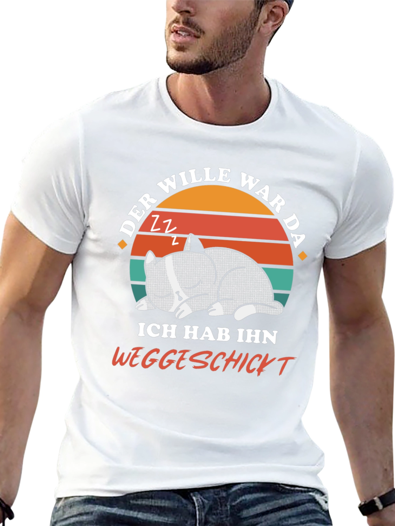 Funny Cat Nap T-Shirt - Der Wille War Da