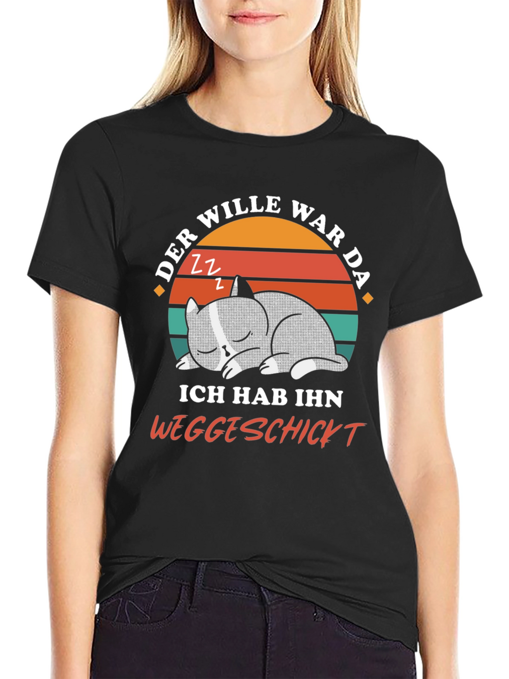 Funny Cat Nap T-Shirt - Der Wille War Da