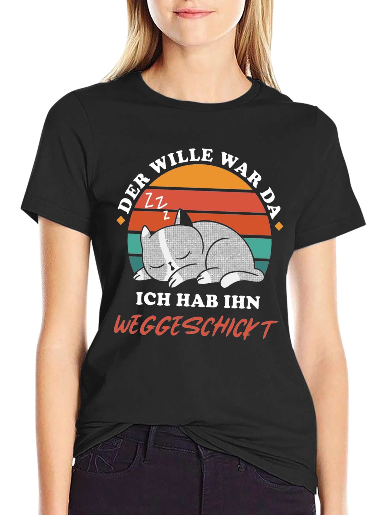 Funny Cat Nap T-Shirt - Der Wille War Da