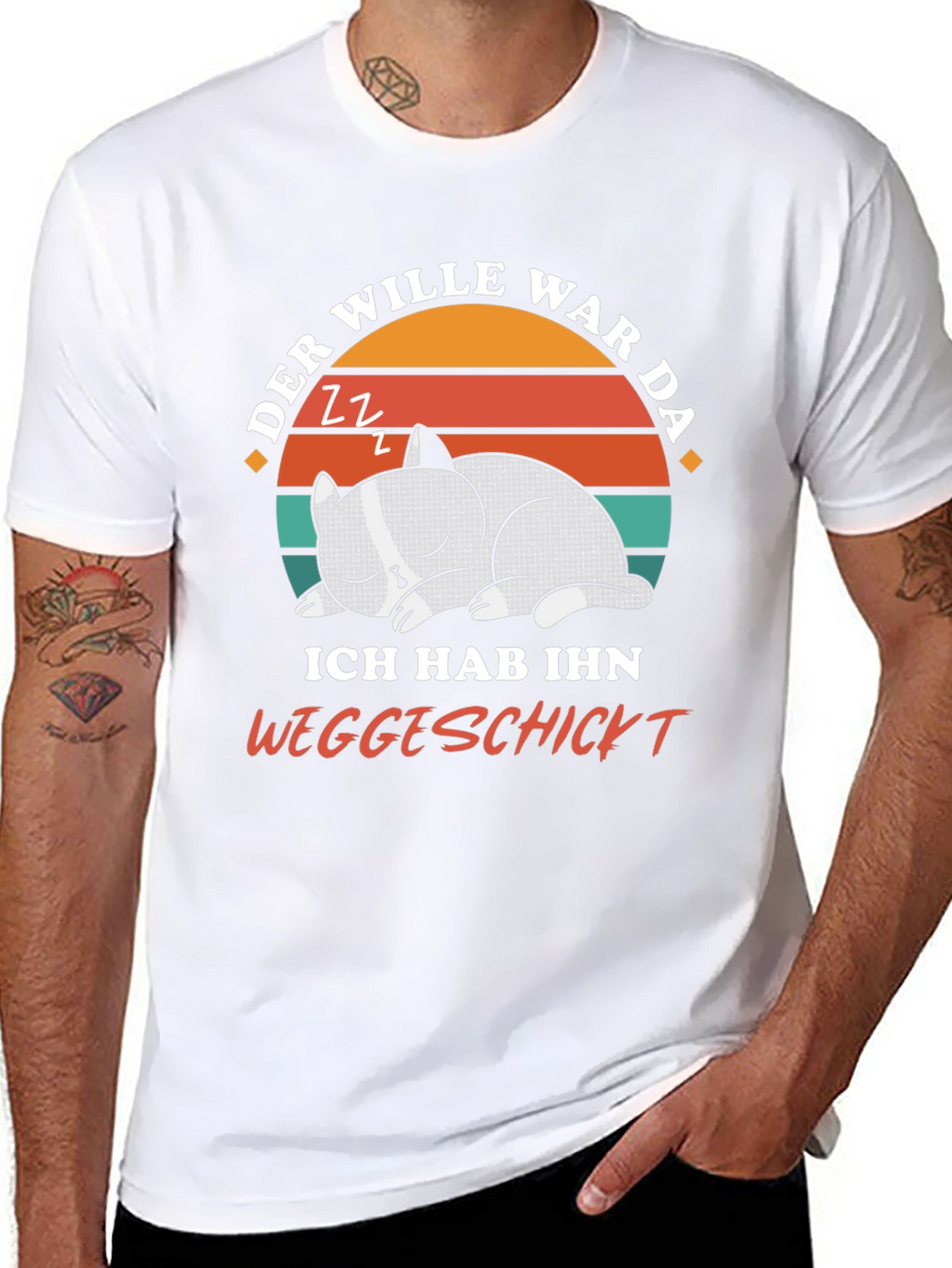 Funny Cat Nap T-Shirt - Der Wille War Da