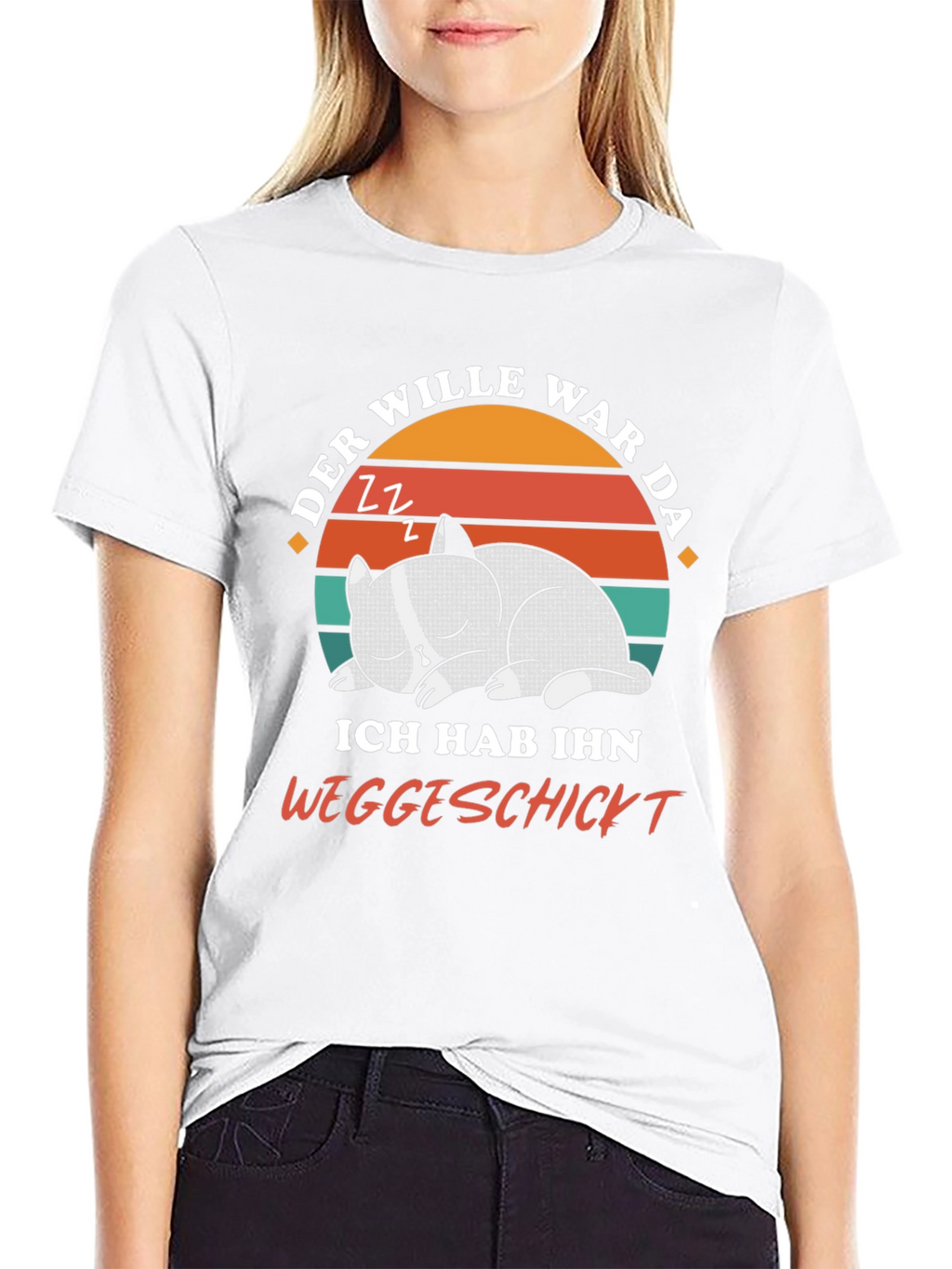 Funny Cat Nap T-Shirt - Der Wille War Da