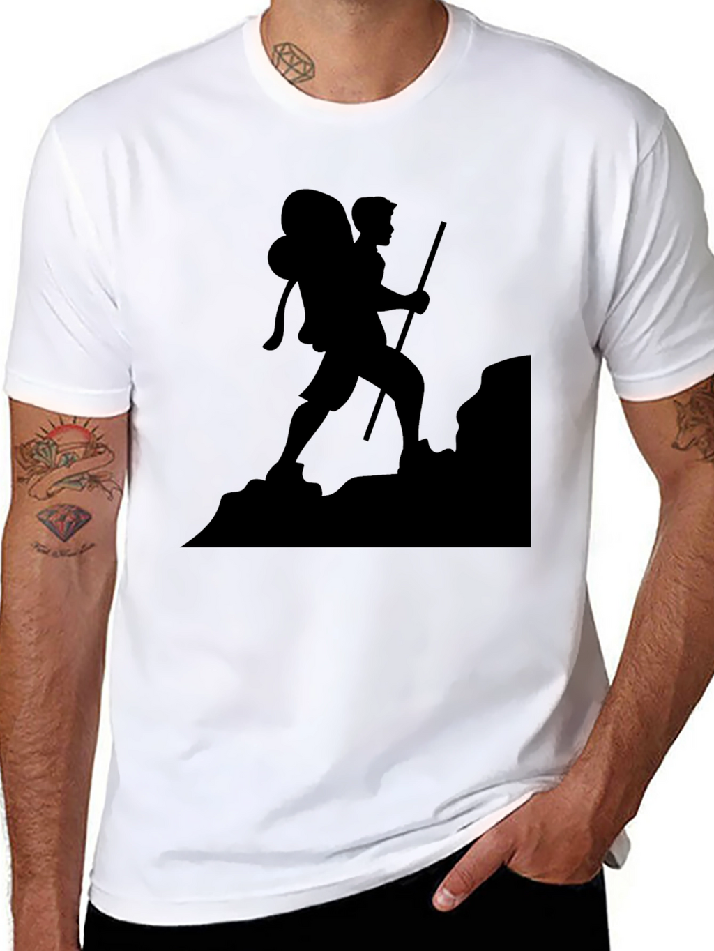 Hiking Silhouette Graphic Tee - Black